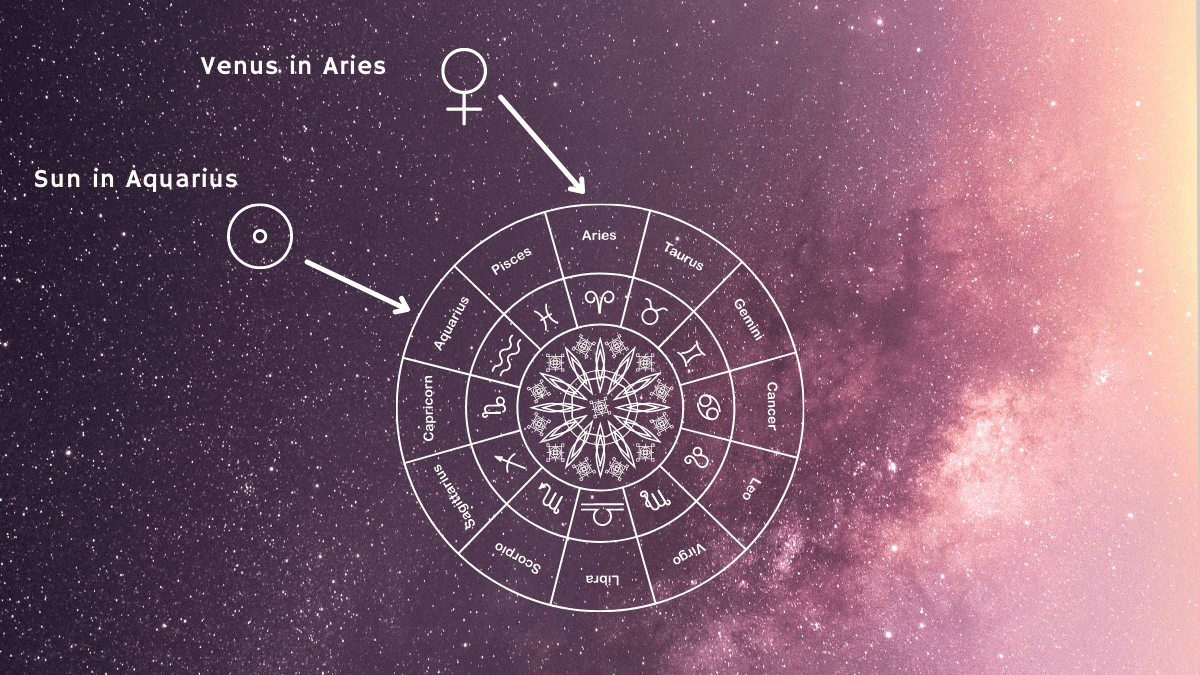 sun in aquarius venus in aries pointed on the zodiac wheel 